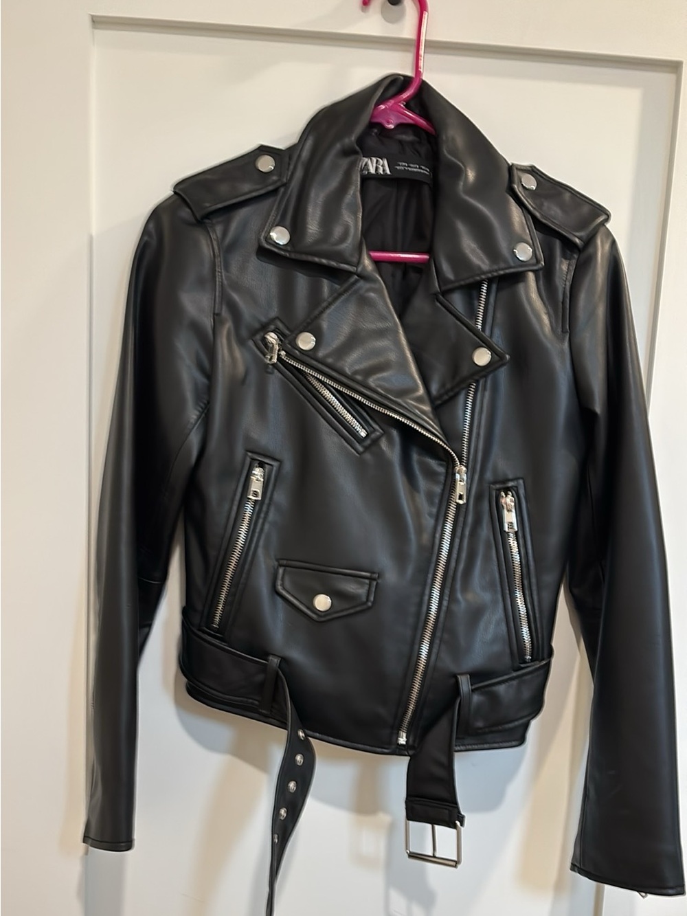 Zara Black Leather Moto Jacket